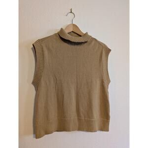 Everlane organic cotton brown cropped turtleneck Vest size M